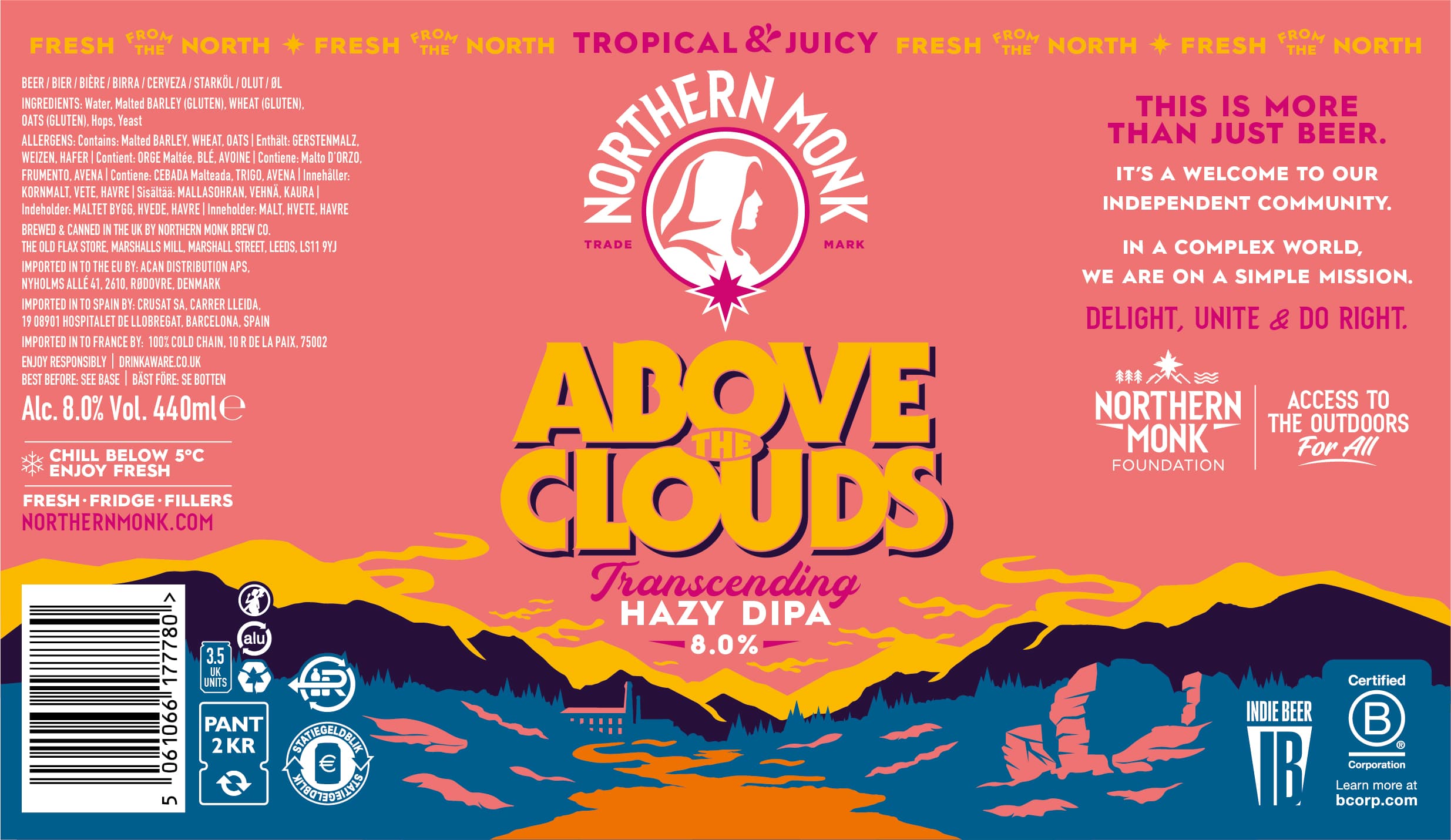 Northern Monk Above The Clouds Transcending Hazy DIPA 44cl
