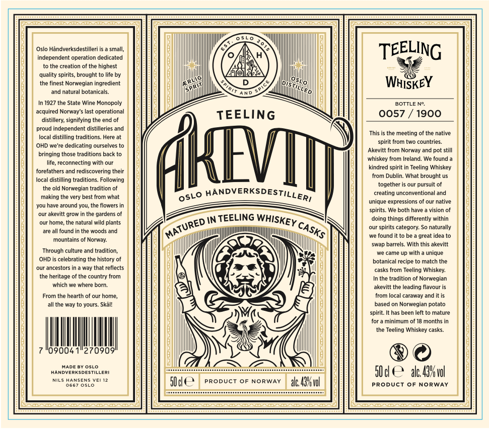 Oslo Håndverksdestilleri Akevitt Teeling Whiskey