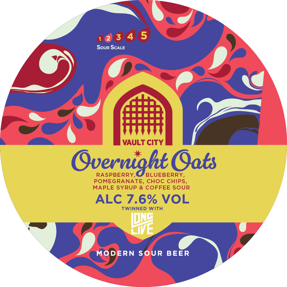 Vault City x Long Live Overnight Oats Raspberry Blueberry Pomegranate Chocolate Chips Maple Syrup & Coffee 20L KeyKeg