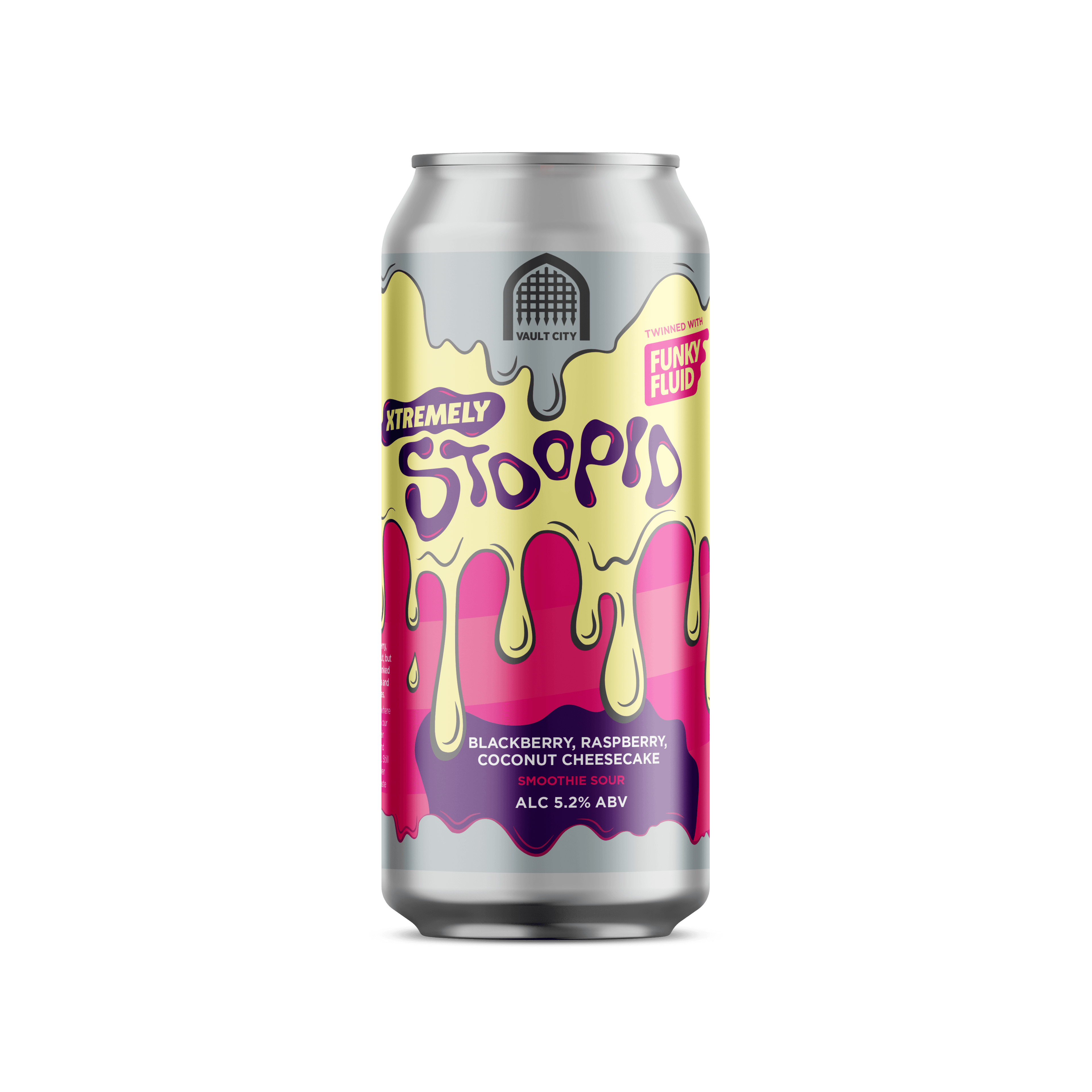 Vault City x Funky Fluid Xtremely Stoopid Blackberry Raspberry Coconut Cheesecake Smoothie Sour 44 cl